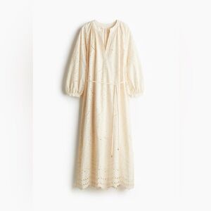 {H&M} Eyelet Emroidered Midi Dress With Tie Belt